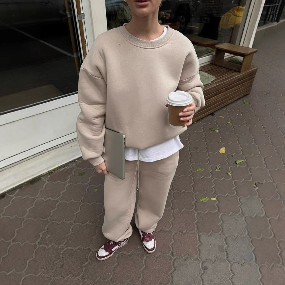 Kvinners komfortable sweatshirt og løse joggebukser sett Skjora