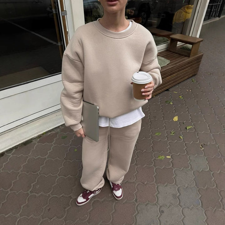 Kvinners komfortable sweatshirt og løse joggebukser sett Skjora