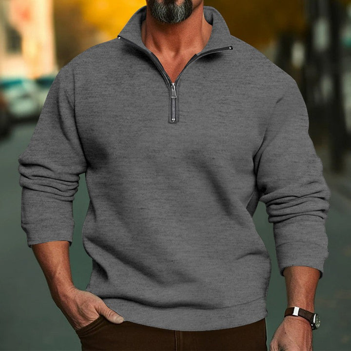 Herresweatshirt med halv glidelås og koselig fleece Skjora