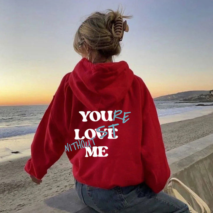 Dame Oversized Hoodie med Inspirerende Trykk Skjora