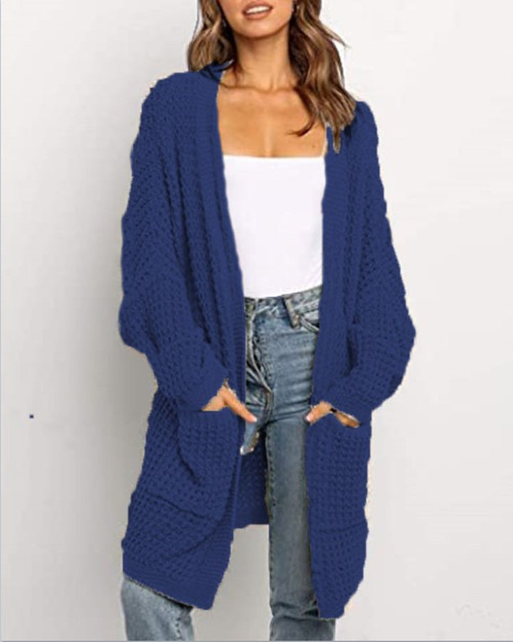 Dame chunky strikket cardigan med praktiske lommer og løs passform Skjora