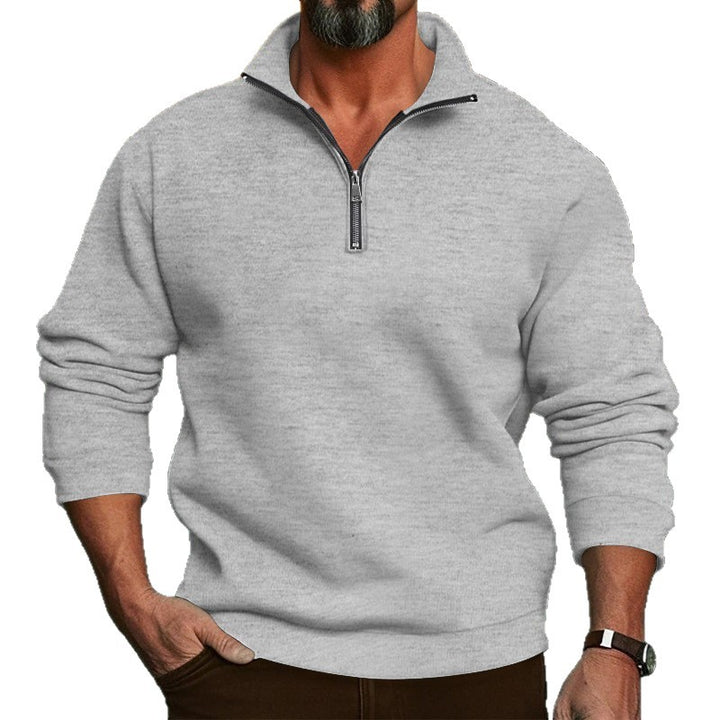Herresweatshirt med halv glidelås og koselig fleece Skjora