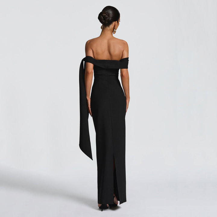 Dame Off-Shoulder Maxikjole med elegant sløyfedekorasjon Skjora