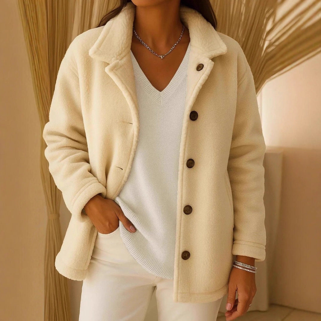 Women Fleece Jacket with Button Details Skjora