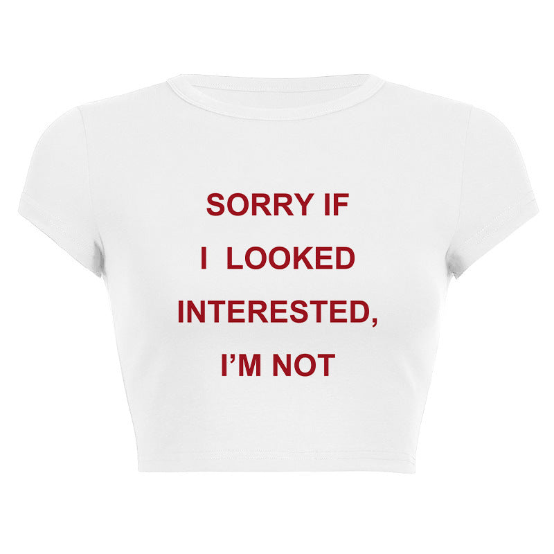 Dame cropped T-skjorte med morsom slogan trykk Skjora