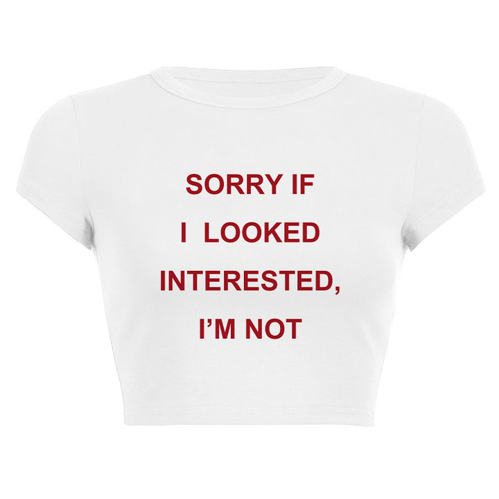 Dame cropped T-skjorte med morsom slogan trykk Skjora