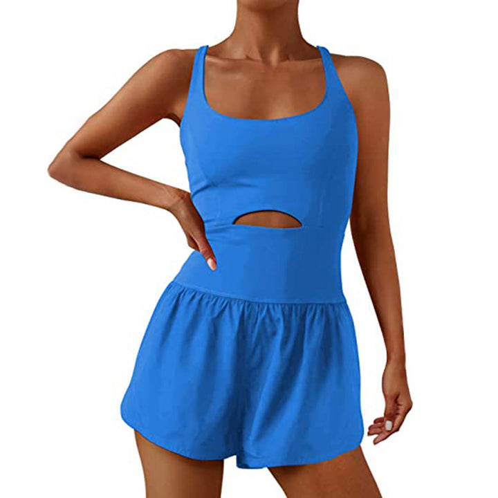 Dame sporty jumpsuit med innsnittet midje og dyp utringning Skjora