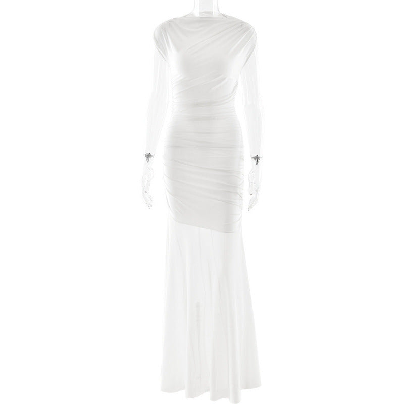 Dame Elegant kveldskjole med figurskapende volang Skjora