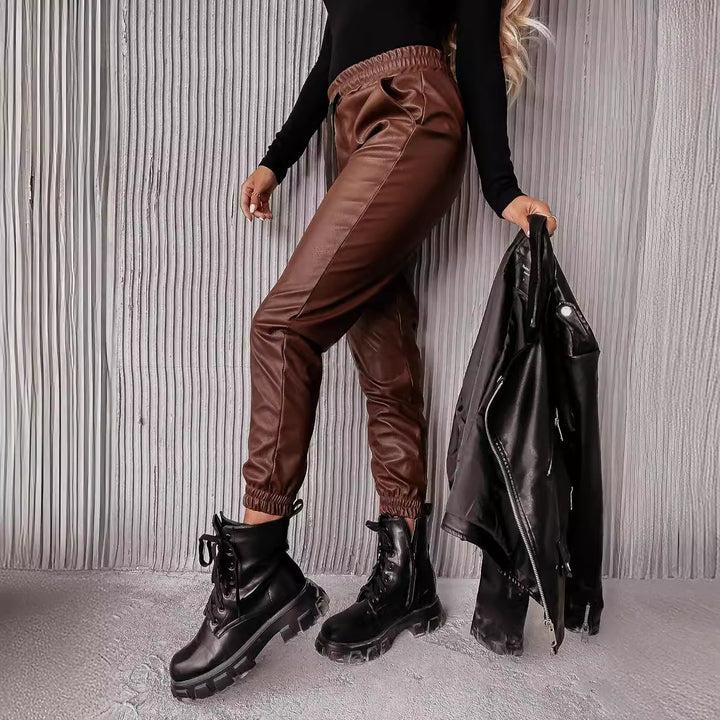 Kvinnes Casual Oversized Skjorte med Joggebukse Sett Skjora