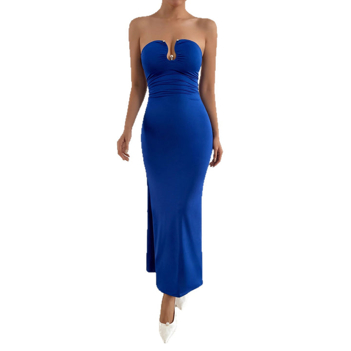 Women's Elegant strapless maxi dress with refined keyhole cutout and figure-hugging fit Skirt