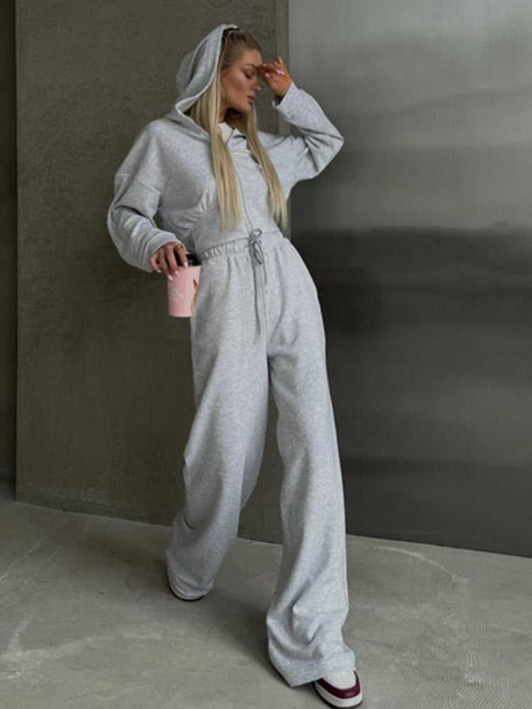 Damer casual sweatshirt og joggebukse sett med høy krage og løs passform Skjora