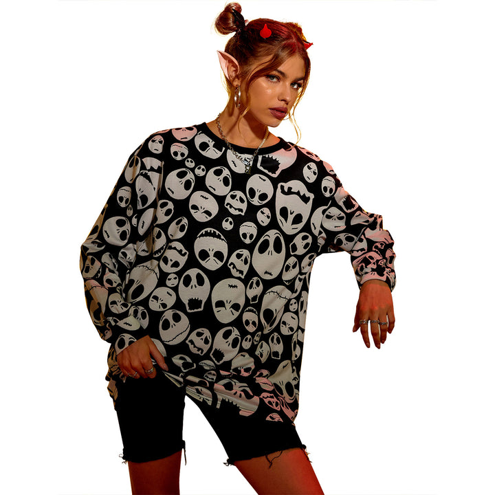 Dames oversized sweatshirt med unikt hodeskalledesign Skjora