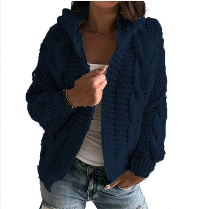 Kvinnenes chunky strikket cardigan med hette og dype lommer Skjora