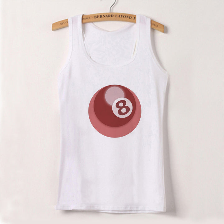Dame ermeløs tanktop med kreativt biljardmotiv Skjora