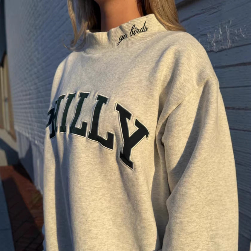Dame Oversized Sweatshirt med trendy skrivemåte Skjora