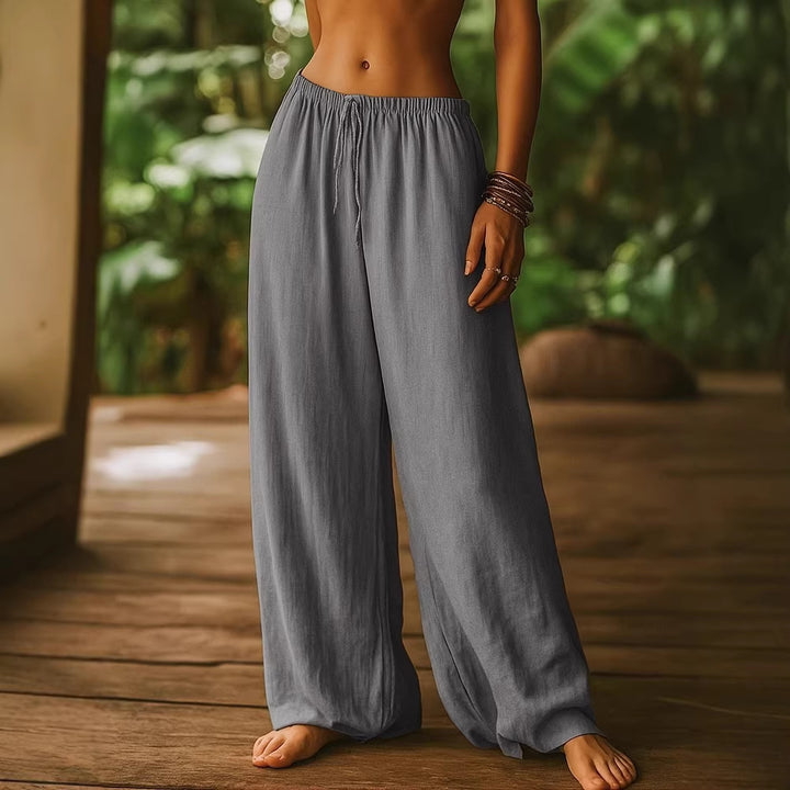 Ladies Wide Cut Summer Trousers with Elastic Waistband and Drawstring Skjora