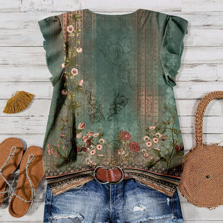 Damebluse med blomsterdesign Skjora