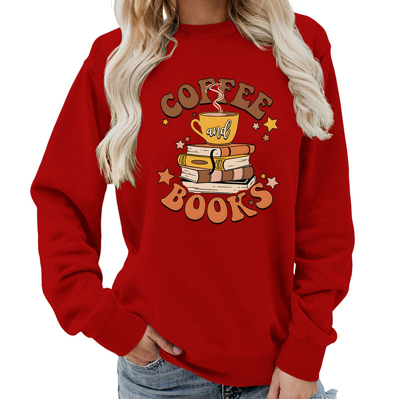 Dame sweatshirt med kreativ kaffebokdesign Skjora