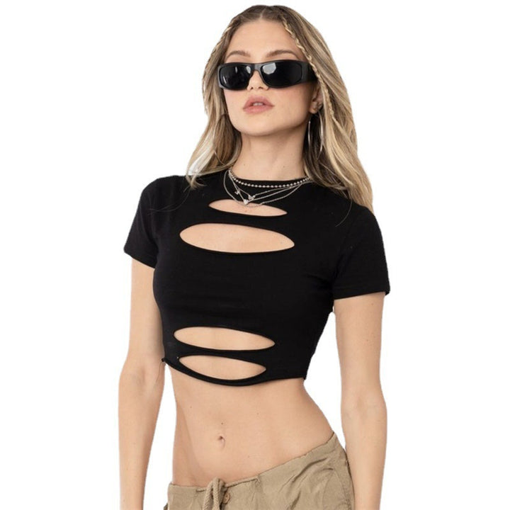 Dame cropped topp med cut-out design Skjora