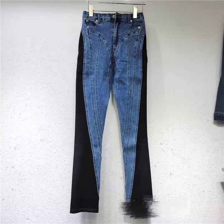 Damer Fashionable Høyt Liv Jeans med Sideslits Skjora