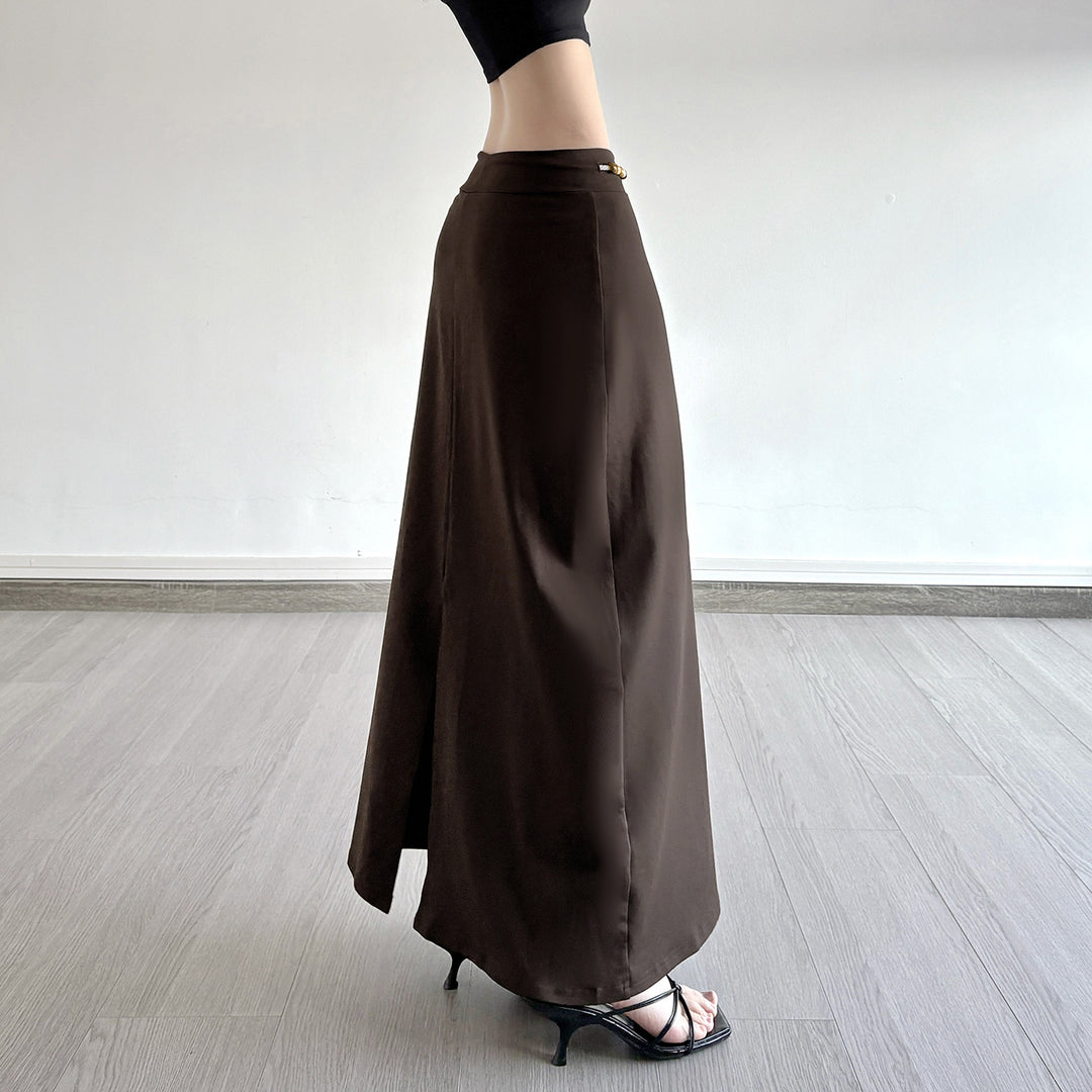 Dame Lengre Jersey-skirt med justerbar midje og lekne detaljer Skjora