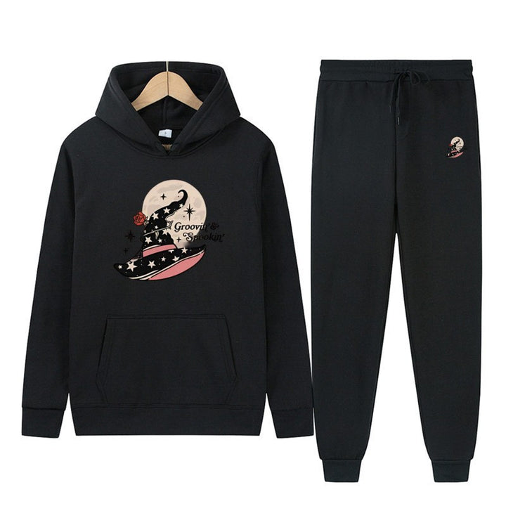 Kvinne hettegenser og joggebukse sett med kult Halloween-design Skjora