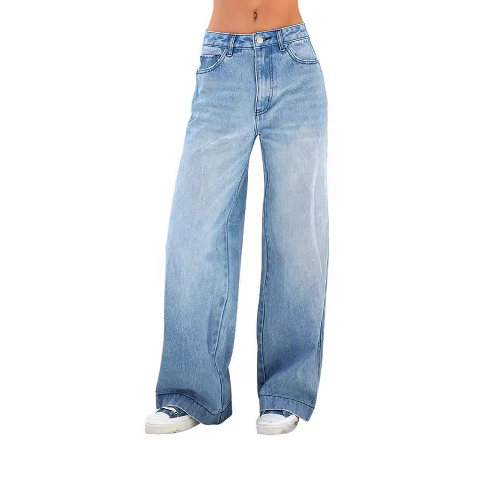 Dame vide jeans med høy midje og avslappet kutt Skjora