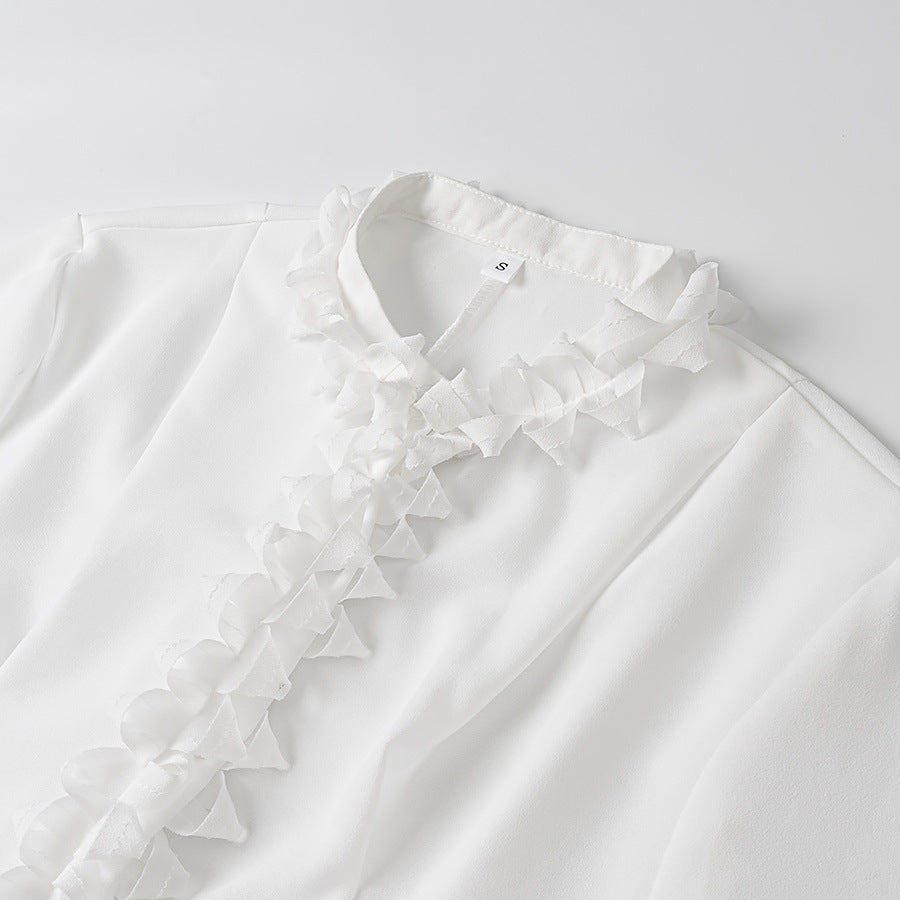 Dame Elegant Bluse med Volang detaljer Skjora