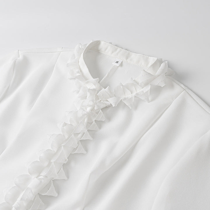Dame Elegant Bluse med Volang detaljer Skjora