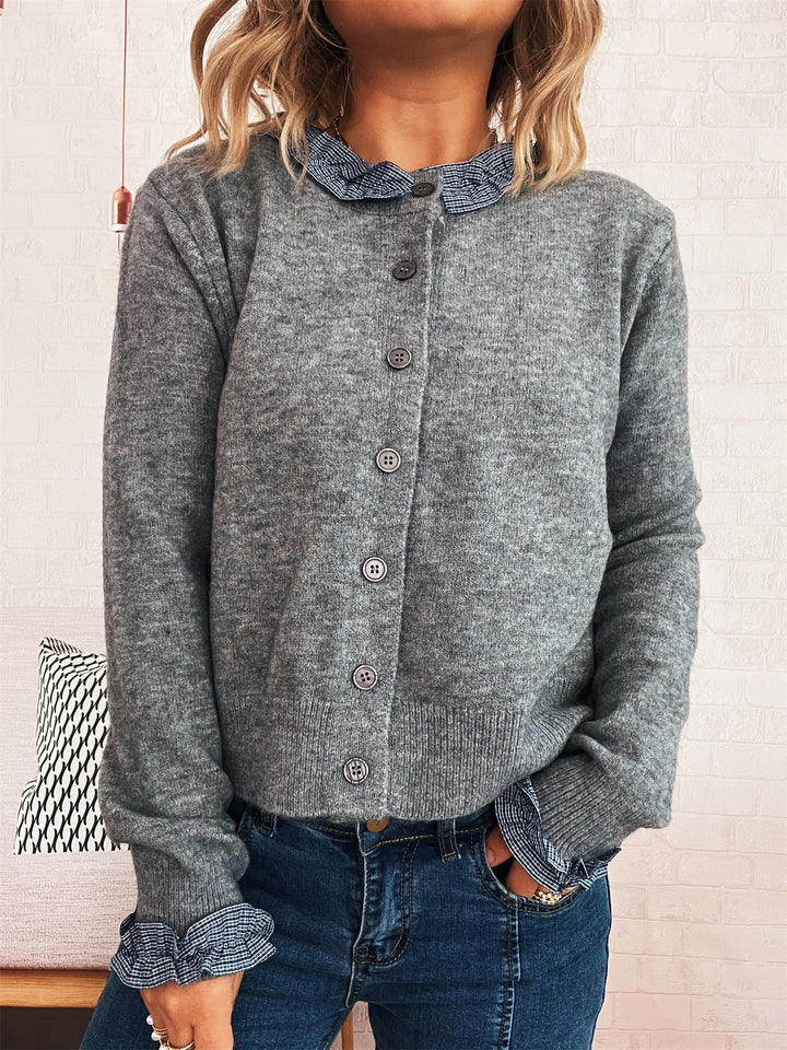Kvinnens elegante cardigan med kontrastkrage Skjora