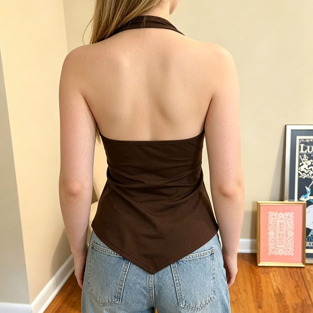 Damer elegant Halter-badedrakt med luksuriøse broderier Skjora
