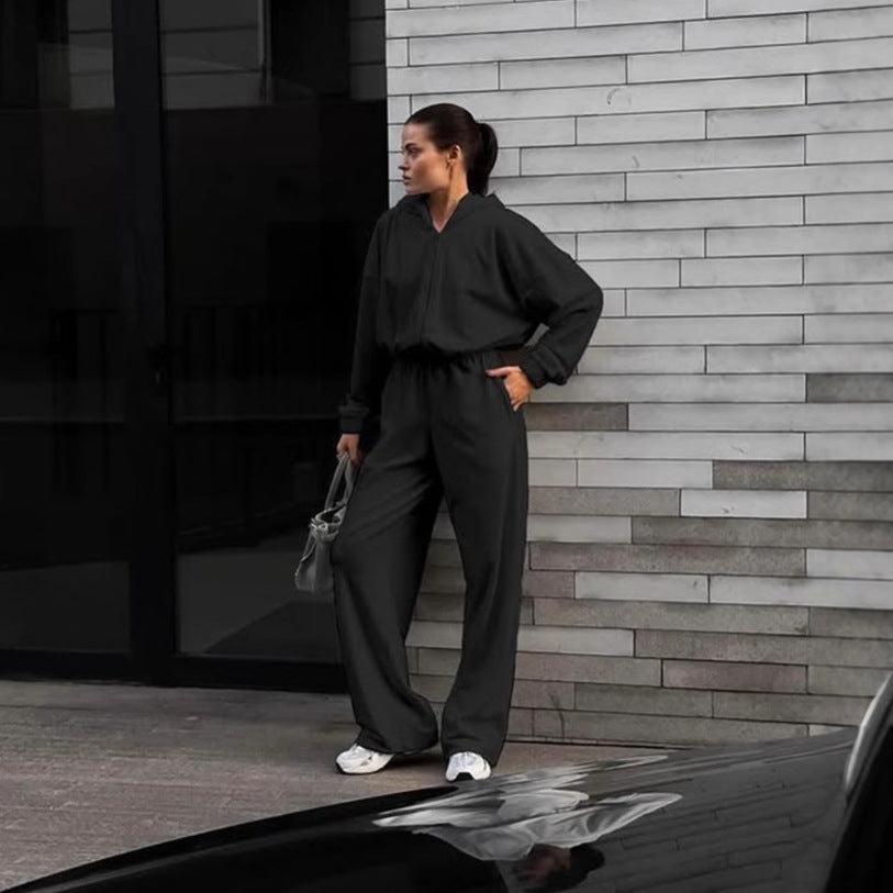 Dame elegant jumpsuit med hette og praktiske lommer Skjora