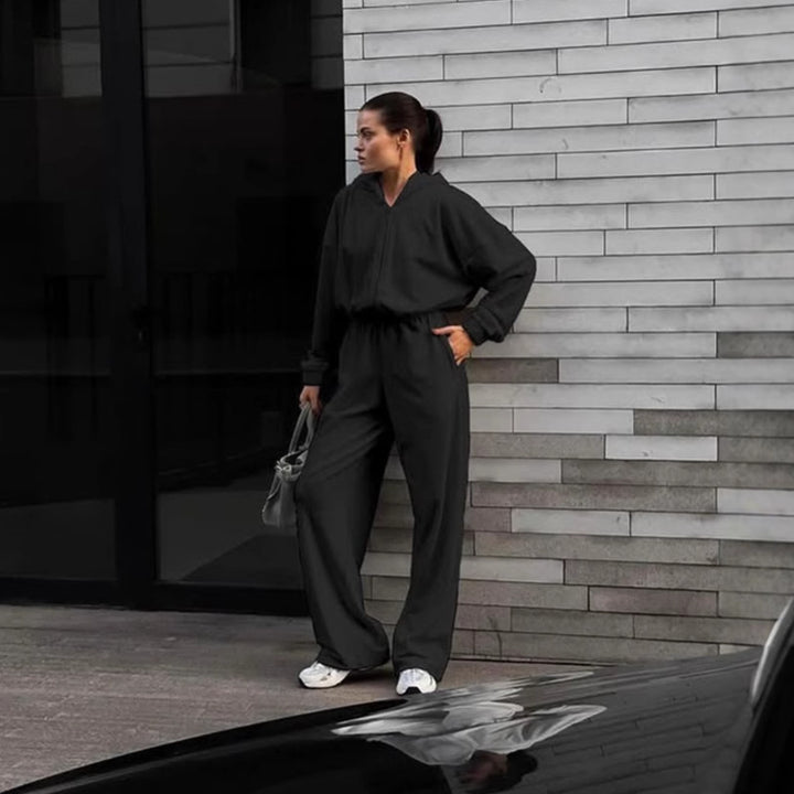 Dame elegant jumpsuit med hette og praktiske lommer Skjora