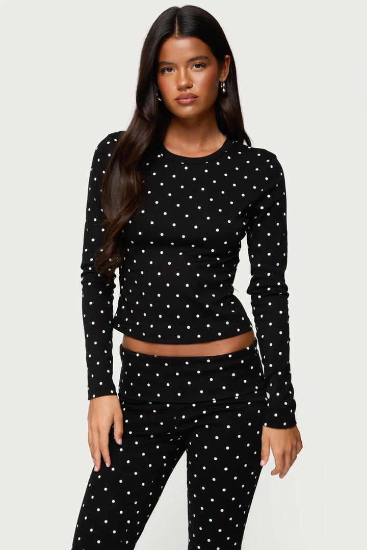 Dame Langermet prikket topp og leggings sett Skjora