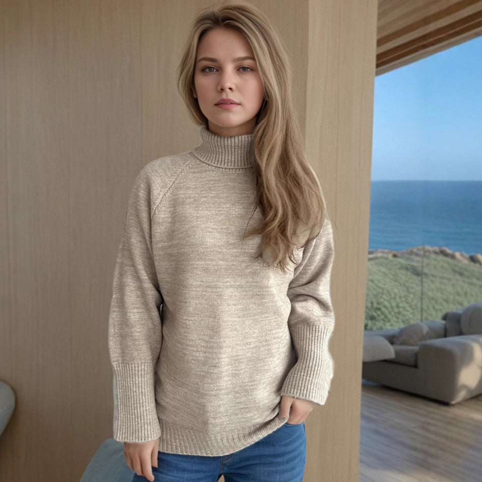 Damer elegant turtleneck genser med teksturert strikkedesign og glitrende aksenter Skjora