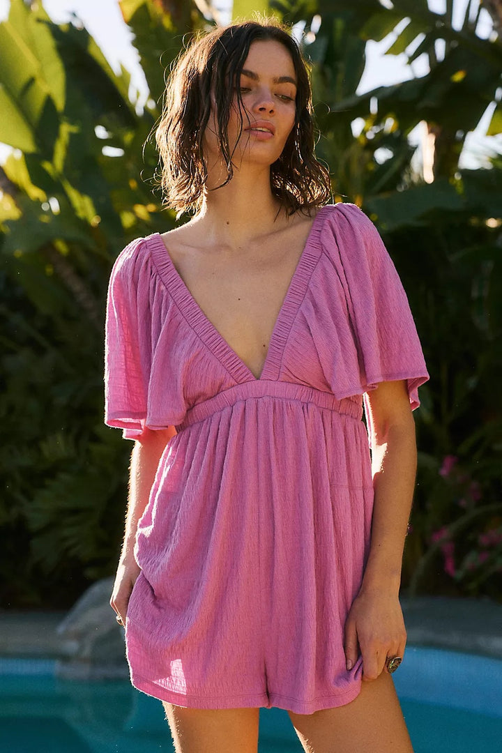 Dame luftig jumpsuit med bred passform og V-hals Skjora