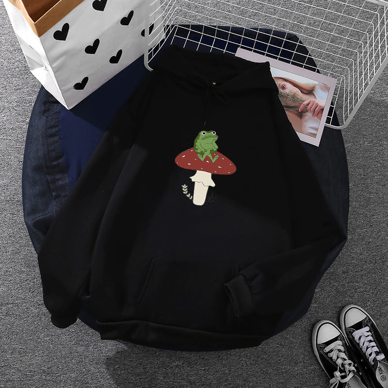 Kvinne hoodie med unikt frosk motiv Skjora