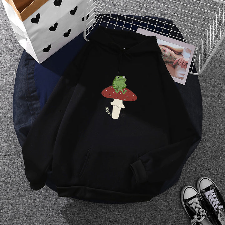 Kvinne hoodie med unikt frosk motiv Skjora