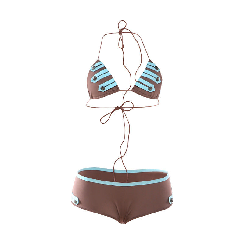 Dame Bikini-sett med moderne stripe detaljer og justerbare stropper Skjora
