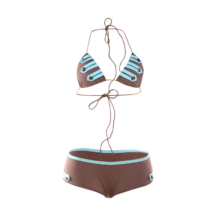 Dame Bikini-sett med moderne stripe detaljer og justerbare stropper Skjora