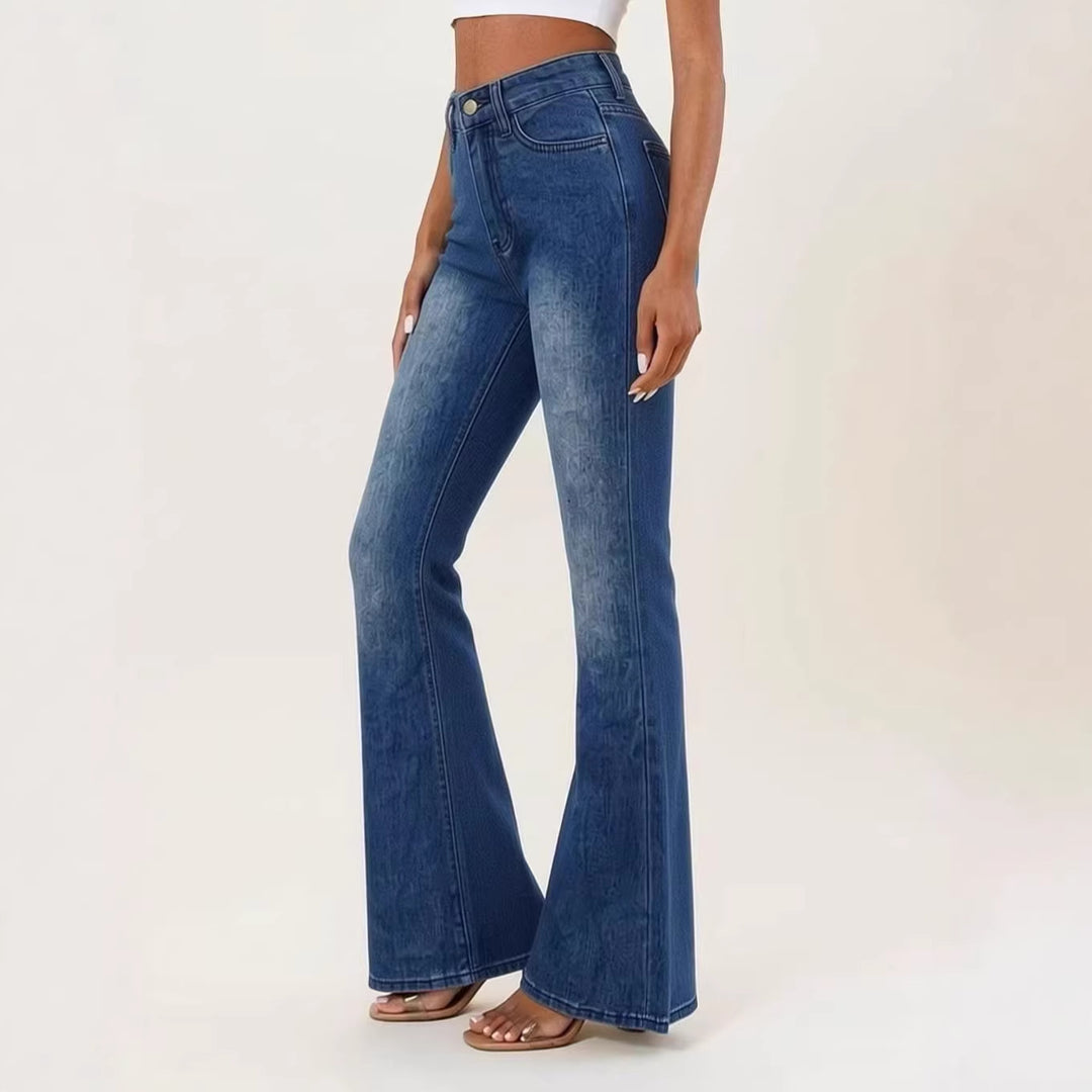 Dame Flared Jeans med høy midje og unikt strukturdesign Skjora