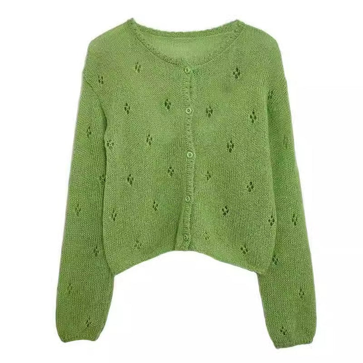 Kvinnens cardigan med delikat blomstermønster og elegante knapper Skjora