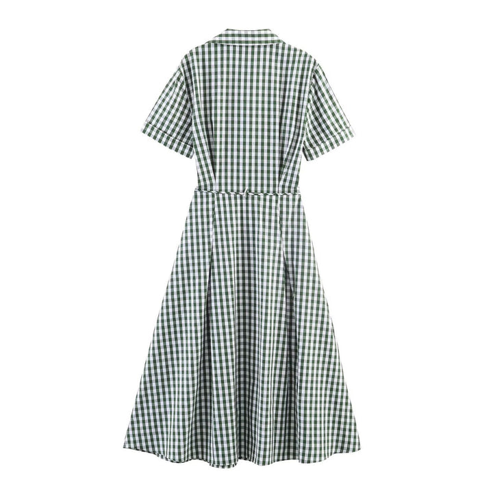 Dame skjortekjole i rutete design med belte i midjen Skjora