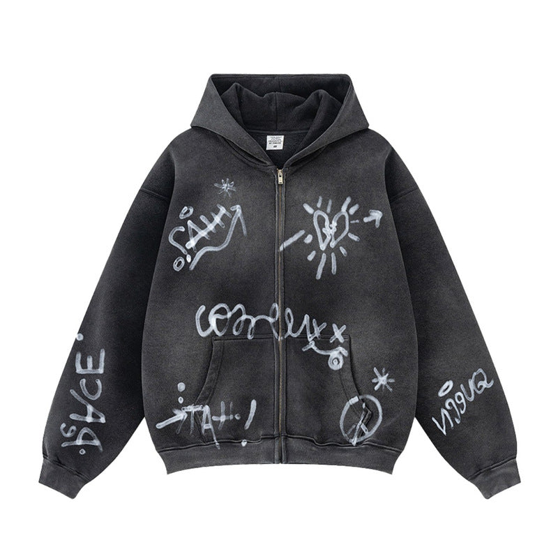 Dame Graffiti Print Hoodie Skjora
