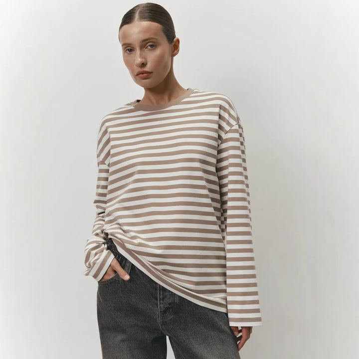 Kvinne Langermet Skjorte med Fasjonabelt Stripesmønster Skjora