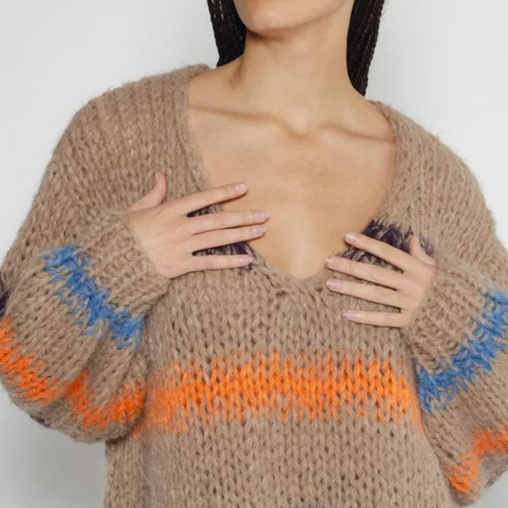 Dame Mote Strikket Genser med Gradient Design