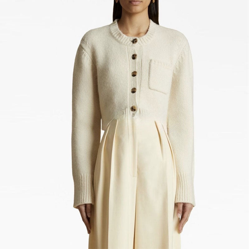 Damer Kort Strikk cardigan med knapper Skjora