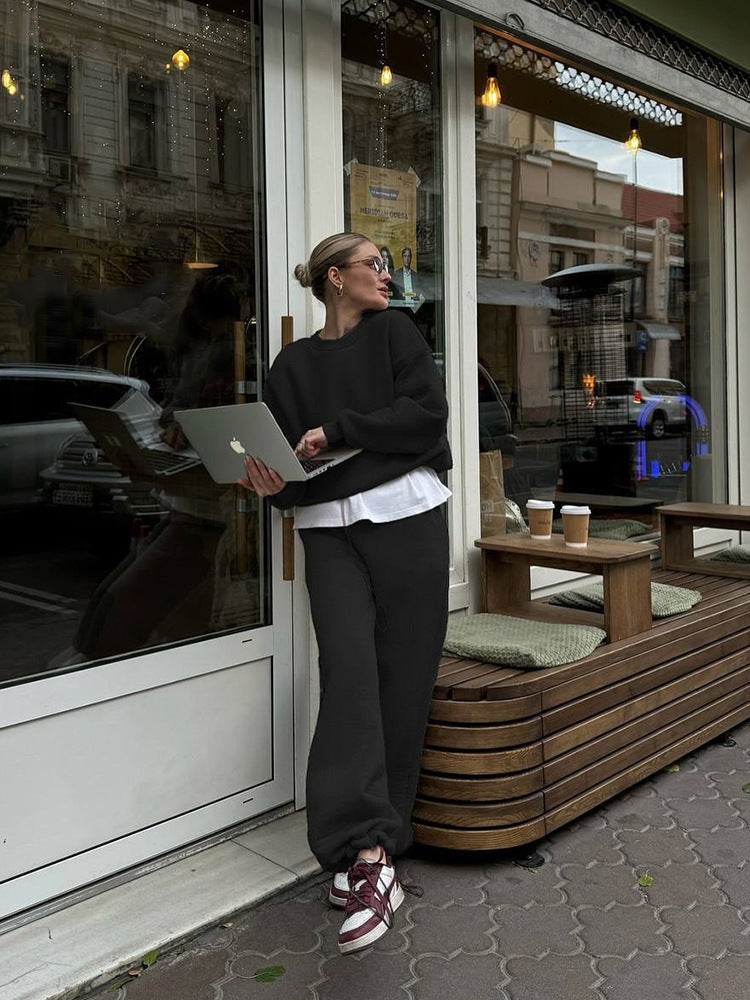 Kvinners komfortable sweatshirt og løse joggebukser sett Skjora
