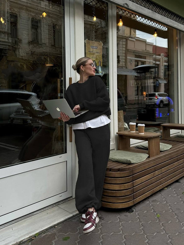 Kvinners komfortable sweatshirt og løse joggebukser sett Skjora