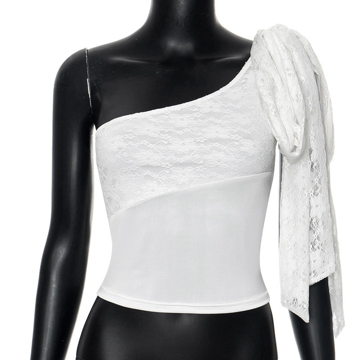 Dame Elegant og raffinert blond En-skulder Bluse Skjora